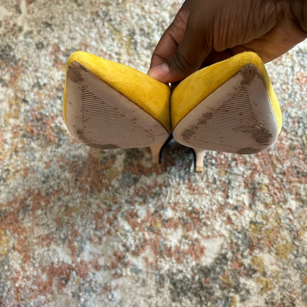 Boden Yellow Heeled Slingbacks with Textured Fabric - Picture 4 of 7